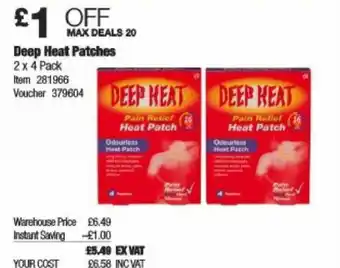 Costco Deep Heat Patches 2 x 4 Pack offer