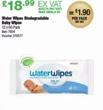 Costco Water Wipes Biodegradable Baby Wipes 12 x 60 Pack offer