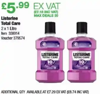 Costco Listerine Total Care 2 x 1L offer