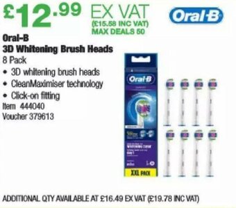 Costco Oral-B Whitening 3D Brush Heads offer