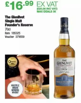 Costco The Glenlivet Single Malt Founder's Reserve 70cl offer