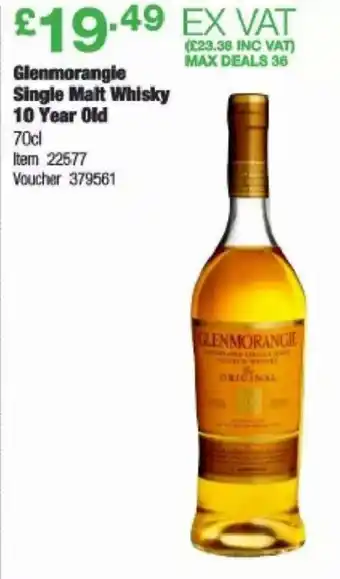 Costco Glenmorangie Single Malt Whisky 10 Year Old 70cl offer