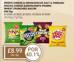 Bestway Frisps cheese & onion/discos salt & vinegar/ discos cheese & onion/skips prawn/ wheat crunchies bacon offer