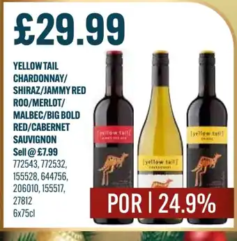 Bestway YELLOW TAIL Chardonnay/ shiraz/jammy red roo/merlot/ malbec/big bold red/cabernet sauvignon offer