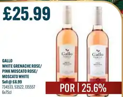 Bestway GALLO White grenache rose/ pink moscato rose/ moscato white offer