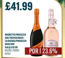 Bestway Mionetto prosecco doc treviso brut/ la gioiosa prosecco rose doc offer