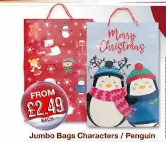 Poundstretcher Jumbo Bags Characters Penguin offer