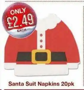 Poundstretcher Santa Suit Napkins 20pk offer