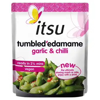 Sainsbury's itsu garlic & chilli edamame 300g offer