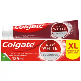 Sainsbury's Colgate Max White Luminous Teeth Whitening Toothpaste 125ml offer