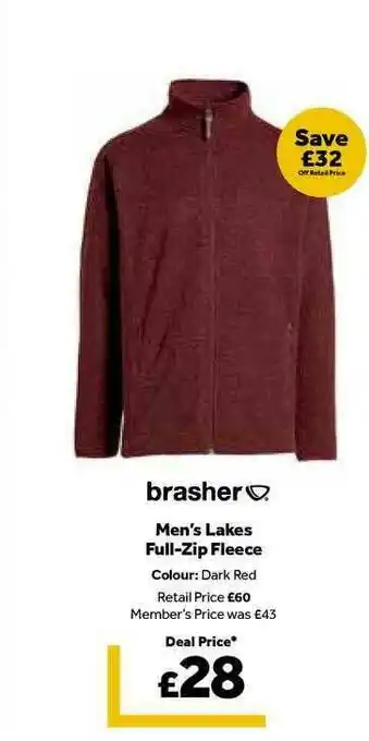 Brasher Men's Lakes Full-zip Fleece