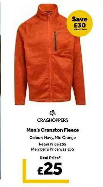 GO Outdoors Men's Cranston Fleece Craghoppers offer