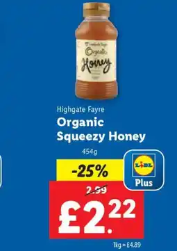 Lidl Highgate Fayre Organic Squeezy Honey offer