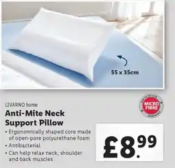 Lidl LIVARNO home Anti-Mite Neck Support Pillow offer