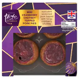 Sainsbury's Sainsbury's Mini Cranberry Chutney Topped Pork Pies, Taste the Difference 200g offer