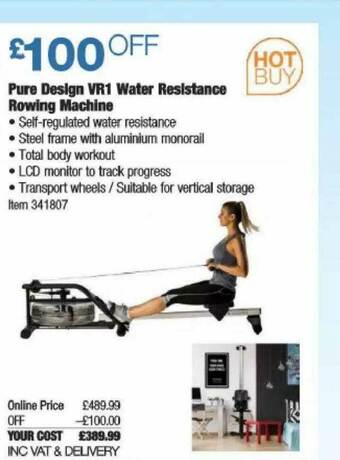 Costco Pure Design VR1 Water Resistance Rowing Machine offer