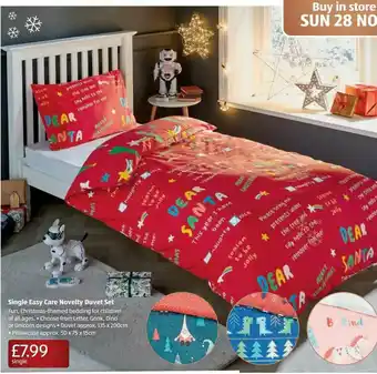 Aldi Single Easy Care Novelty Duvet Set offer