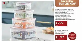 Aldi Novelty Christmas Cake Tins Novelty Tea Towels offer