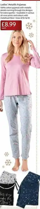 Aldi Ladies' Metallic Pyjamas offer