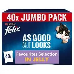 Iceland FELIX As Good As it Looks Mixed Selection in Jelly Wet Cat Food 40x100g offer