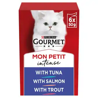 Iceland GOURMET Mon Petit Fish Variety Tuna, Salmon, Trout Wet Cat Food 6x50g offer