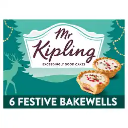 Iceland Mr Kipling Christmas Festive Bakewell Tart Cakes x6 offer