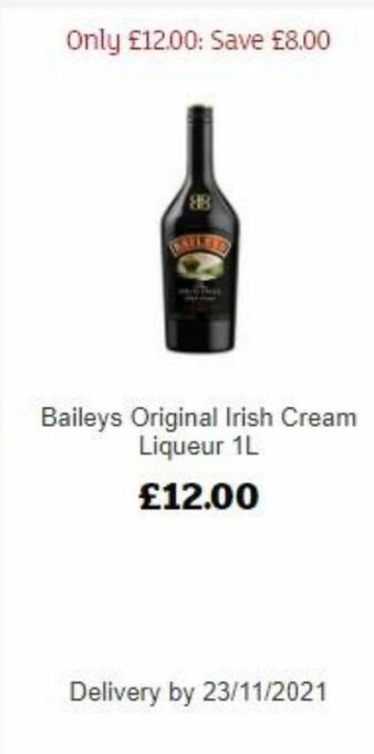 Sainsbury's Baileys Original Irish Cream Liqueur 1L offer