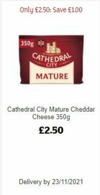Sainsbury's Cathedral City Mature Cheddar Cheese 350g offer