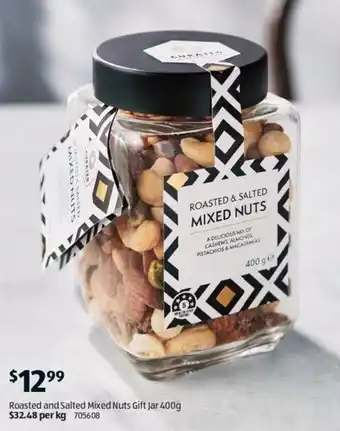 Aldi Roasted and Salted Mixed Nuts Gift Jar 400g offer