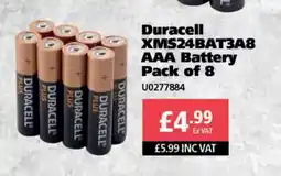 Buildbase DURACELL XMS24BAT3A8 AAA Battery Pack of 8 U0277884 offer