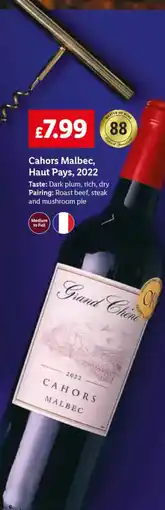 Lidl Cahors Malbec, Haut Pays, 2022 offer