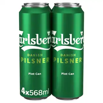 Iceland Carlsberg Danish Pilsner Lager Beer 4 x 568ml Pint Can offer