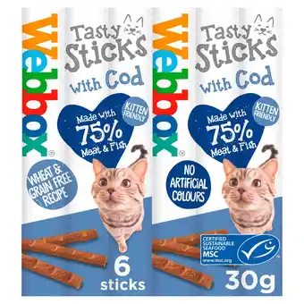 Morrisons Webbox Cats Delight Tasty Sticks With Cod 6 Sticks offer