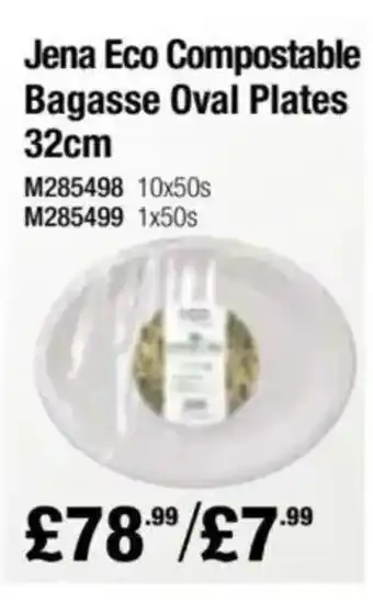 Makro Jena Eco Compostable Bagasse Oval Plates 32cm offer