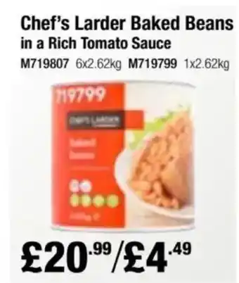 Makro Chef's Larder Baked Beans in a Rich Tomato Sauce offer