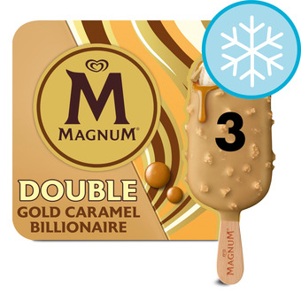 Tesco Magnum Double Gold Caramel Billionaire Ice Cream 3 Pack 255Ml offer