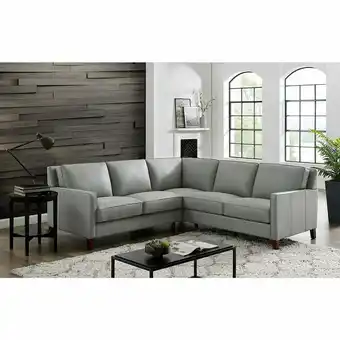 Costco West Park Light Grey Leather Corner Sofa offer