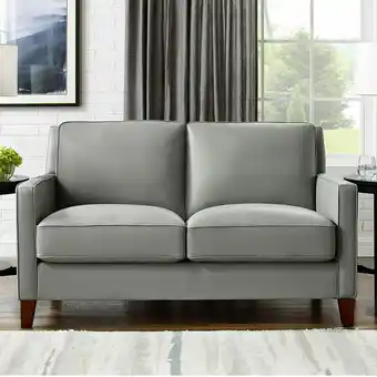 Costco West Park 2 Seater Light Grey Leather Sofa offer