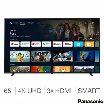 Costco Panasonic TX-65JX800BZ 65 Inch 4K Ultra HD Smart Android TV offer