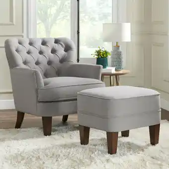 Costco Brittany Grey Fabric Accent Chair with Ottoman offer