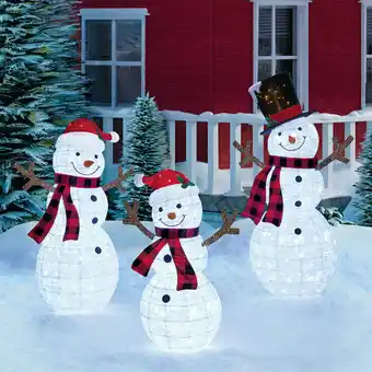 Costco 59 Inches (1.5m) Indoor / Outdoor Snowman Family Set of 3 with 520 LED Lights offer