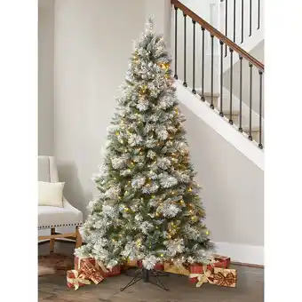 Costco 7ft 6 Inches (2.2m) Pre-Lit Flocked & Glitter Artificial Christmas Tree with 600 Colour Changing LED Lights offer
