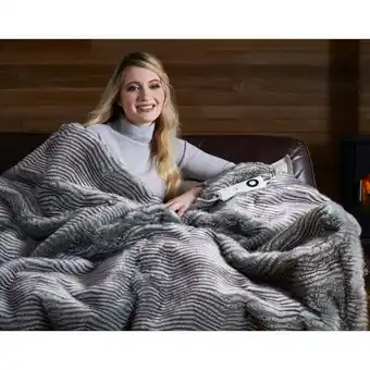 Costco Dreamland Relaxwell Deluxe Faux Fur Heated Throw, Silver Zebra offer