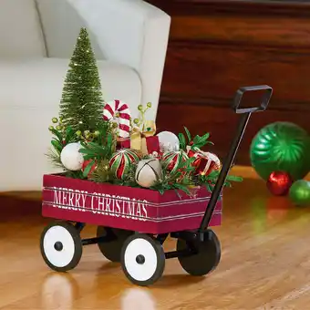 Costco 23 Inches (58.4cm) Indoor Christmas Wagon & Floral Arrangement with LED Lights offer