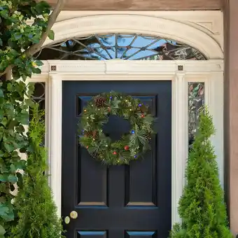 Costco 24 Inch (61cm) Mixed Greenery Wreath with 30 LED Lights offer