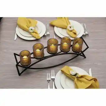 Costco Mikasa Double Arch Centrepiece with 5 Glass Candle Holders in 2 Colours offer
