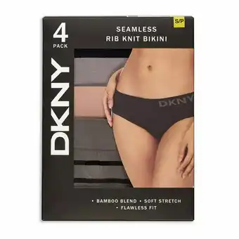 Costco DKNY Women's Seamless Rib Knit 4 Pack Bikini Brief in 2 Colours and 4 Sizes offer