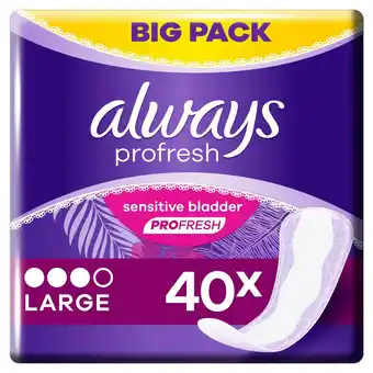 Sainsbury's Always Dailies Profresh Panty Liners Large x 40 offer