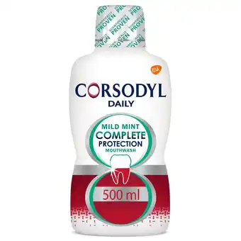 Sainsbury's Corsodyl Mild Mint Complete Protection Daily Mouthwash 500ml offer