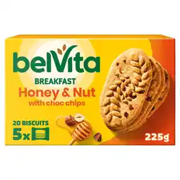 Iceland Belvita Breakfast Biscuits Honey & Nut with Choc Chips 5 Pack 225g offer